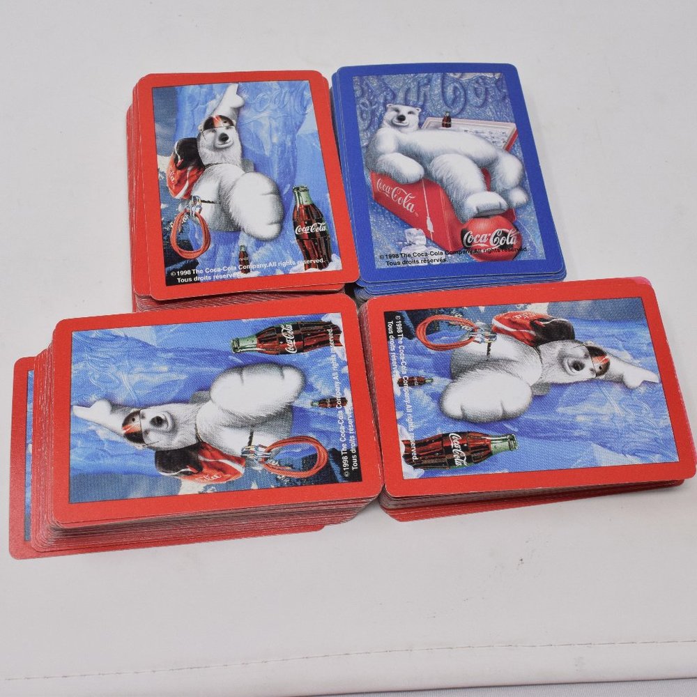 Vintage Coca Cola Playing Cards 4 Full Decks Polar Bear  1998 Game Night Collect